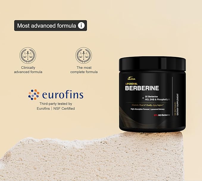 Liposomal Berberine Supplement – 3X Strength Berberine Matrix with DHB, Phospholipids, CoQ10, ALA, Vitamin D3, Chromium, Cinnamon – Advanced GLP-1 & Metabolic Support – 60 Count