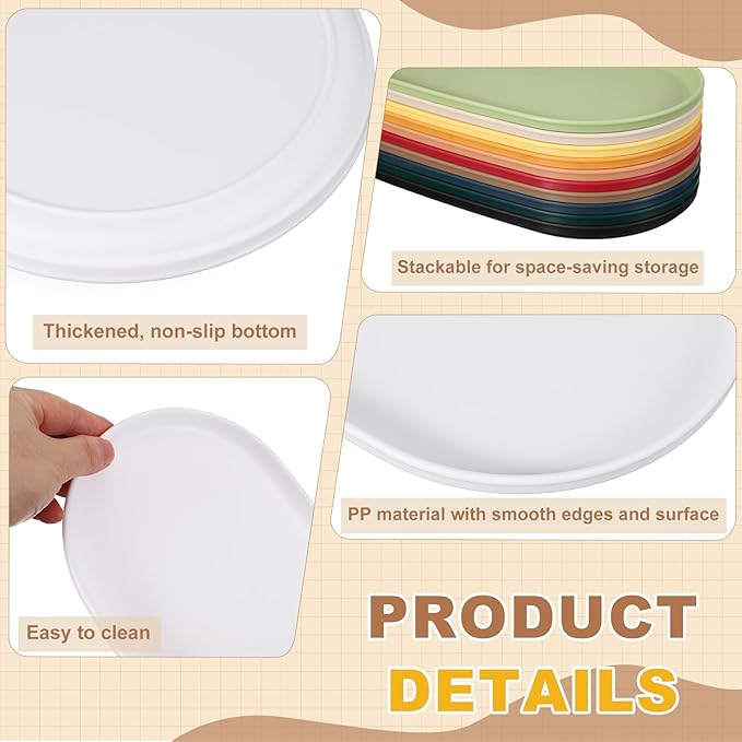 uxcell 2Pcs Fast Food Serving Trays, 12x6.6 Oval Reusable Restaurant Serving Trays for Kitchen Restaurant Coffee Fruit Burger Lunch Dessert, White