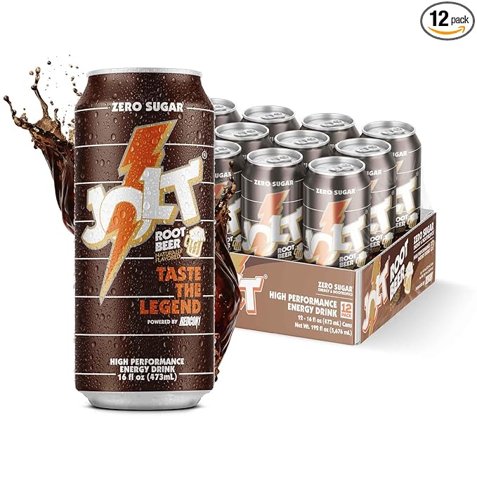 REDCON1 JOLT Root Beer Energy Drink - 200mg Caffeine Drink with L-Carnitine & Taurine - High Performance Energy Drinks with Nootropics - Root Beer (12 Count)