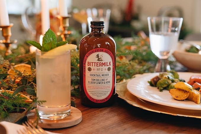 Bittermilk No.2 Tom Collins Mix with Elderflower & Hops, All Natural Handcrafted Non Alcoholoic Cocktail Mixer, Makes 17 Cocktails, 17oz