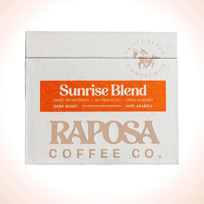 Raposa Coffee Sunrise Blend (250g) Dark Roasted, Whole Bean Specialty Coffee, Sweetness of Drying Fruits, Buttery Body, Fresh Almonds