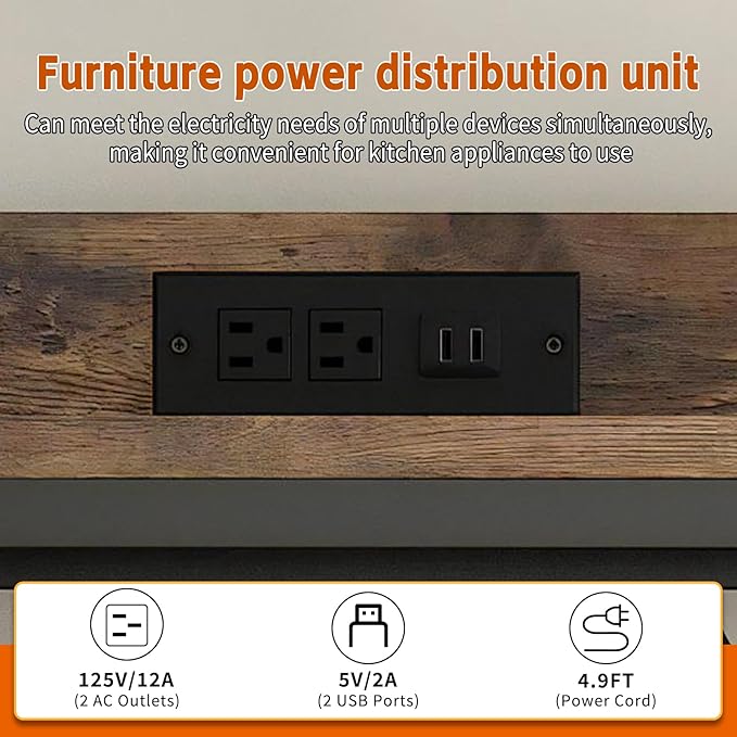4-Tier Mini Fridge and Microwave Stand Shelf Organizer,61.6" Tall Mini Fridge Cabinet Bakers Rack with Power Outlet,Microwave Oven Stand,Kitchen Shelf Coffee Bar for Home Office Dorm