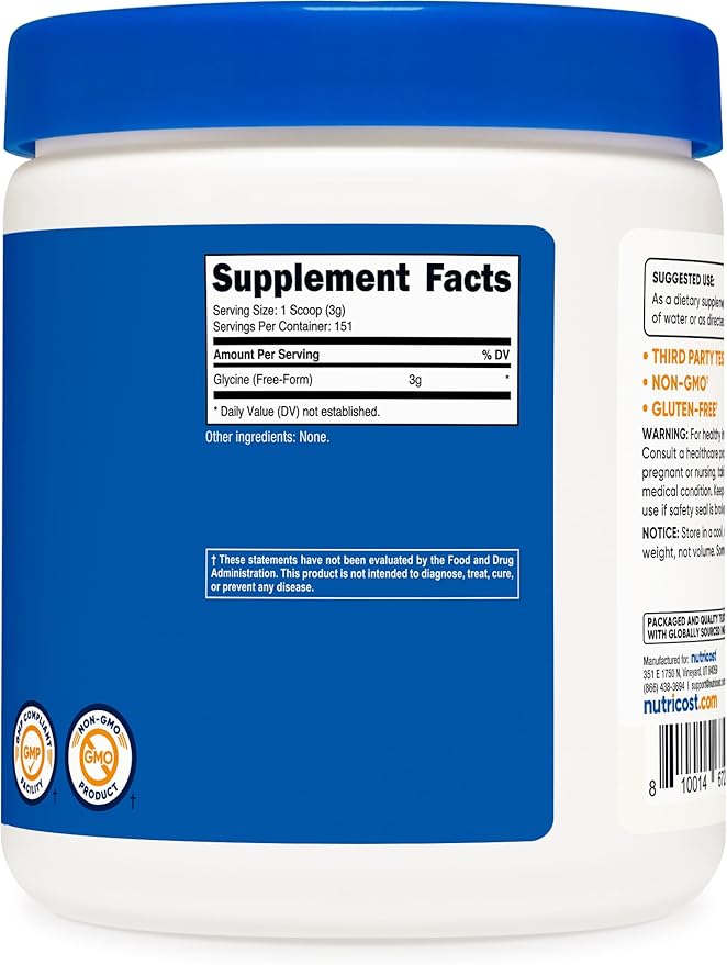 Nutricost Glycine Powder 1lb - Non-GMO, Gluten Free