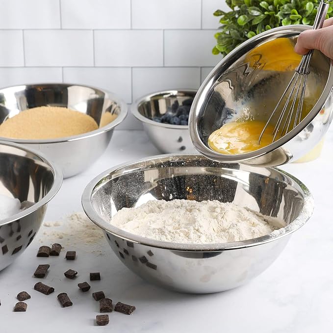 Stainless Steel 20 QT Mixing Bowl | Home & Commercial Quality | Flat Bottom | Cooking, Baking, Meal Prep [1PK]