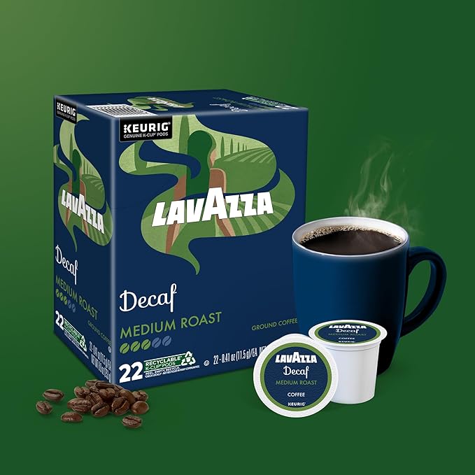 Lavazza Decaf, Single-Serve Keurig K-Cup Pods, Medium Roast Coffee, 88-Count Box (4 Packs of 22)