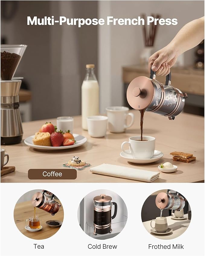 French Press Coffee Maker 34oz, Borosilicate Glass Coffee Press