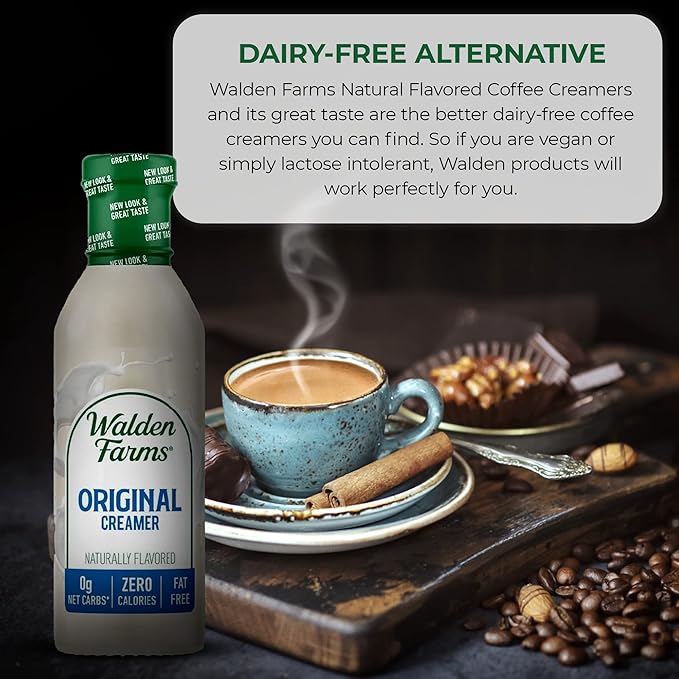 Walden Farms Original Coffee Creamer – Zero Calorie, Fat-Free, Sugar-Free, Low Carb, Keto-Friendly, Dairy-Free, Vegan – 2-Pack, 12 oz Bottles
