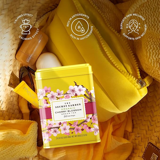 Life Plus Style Gourmet The Secret Garden Organic Cherry Blossom Green Tea 50 Tea Bags Sakura Sugar Free Classic Gift Tin