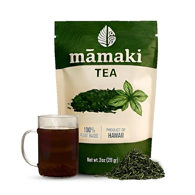Nakihalani Farm Organically Grown Hawaiian Mamaki Tea (2oz) - Caffeine-Free Herbal Tea - Antioxidant-Rich Supports Digestion & Promotes Relaxation