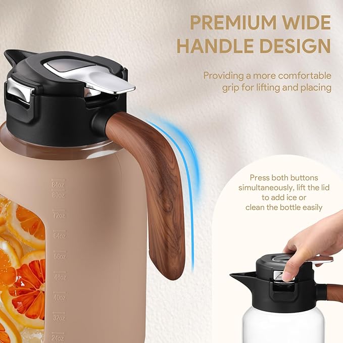 84 oz/2.5 Liter Glass Pitcher with Lid and Handle, Glass Carafe/Jug for Hot/Cold Water, Large Iced Tea Pitcher for Coffee, Juice and Homemade Beverage