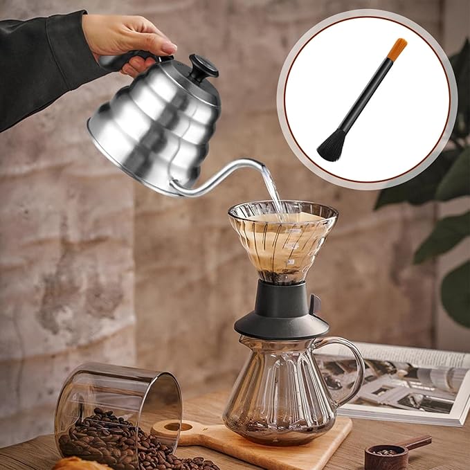 Sibba Coffee Grinder Cleaning Brush with Dual Head 2 PCS Professional Barista Tool for Espresso Machine Grinder Durable Aluminum Handle with Soft Nylon Bristles Brush for Home Kitchen Bar Accessories
