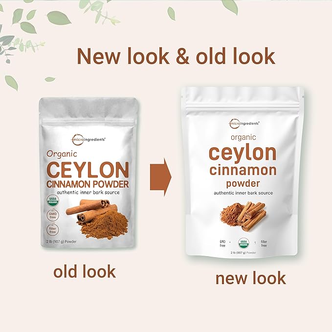 Organic Ceylon Cinnamon Powder, 2 lb | Premium Sri Lanka Source | Sweet & Earthy Flavor | Great for Baking, Cooking & Drinks | Additive Free, Non-GMO, Bulk Supply