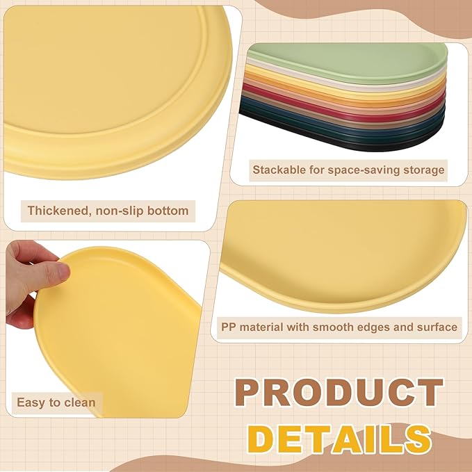 uxcell 2Pcs Fast Food Serving Trays, 12x6.6 Oval Reusable Restaurant Serving Trays for Kitchen Restaurant Coffee Fruit Burger Lunch Dessert, Yellow