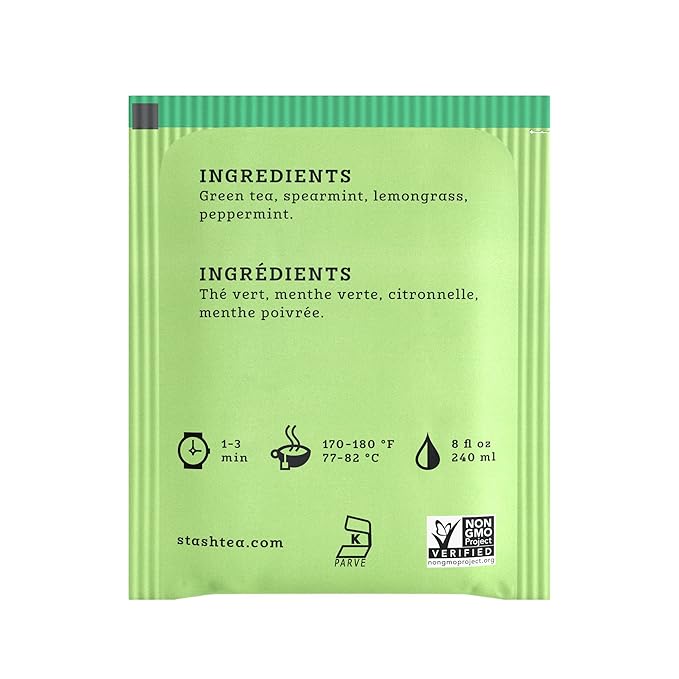 Stash Tea Moroccan Mint Green Tea - Caffeinated, Non-GMO Project Verified Premium Tea with No Artificial Ingredients, 30 Count (Pack of 6) - 180 Bags Total