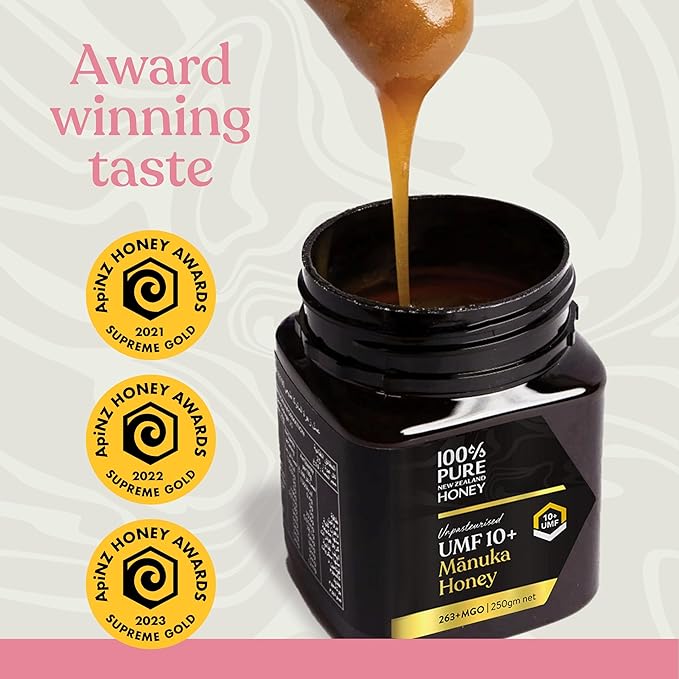 Manuka Honey UMF 10+ (MGO 261+) 100% Pure New Zealand Honey - Certified. Raw, 8.8 Oz (250g)