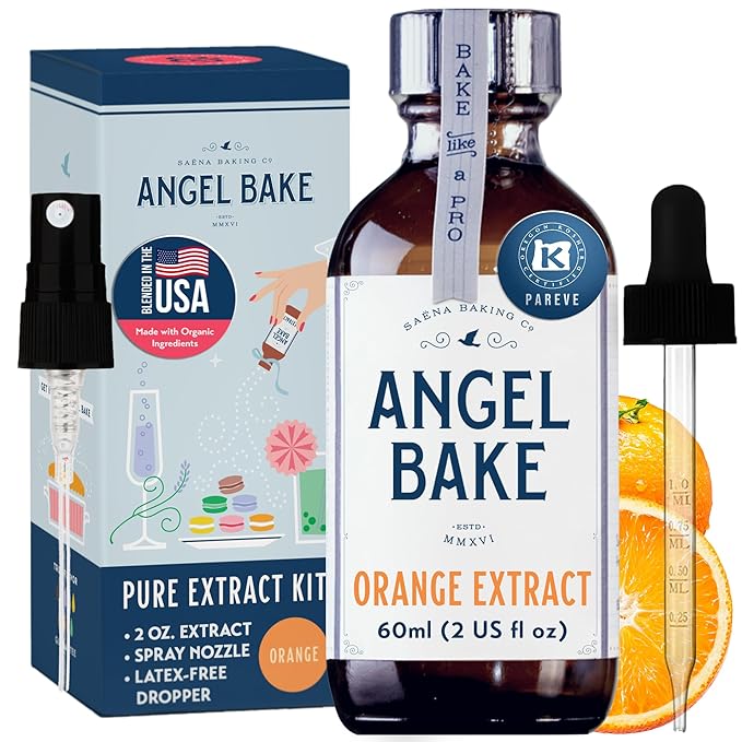 Pure Valencia Orange Extract 5X for Baking and Mixology - 100 Servings Culinary Aromatics, Kosher, Keto Friendly, Vegan, Gluten-Free Flavoring for Cooking, Desserts & Drinks (2 Oz Extract w/ Latex-Free Dropper)