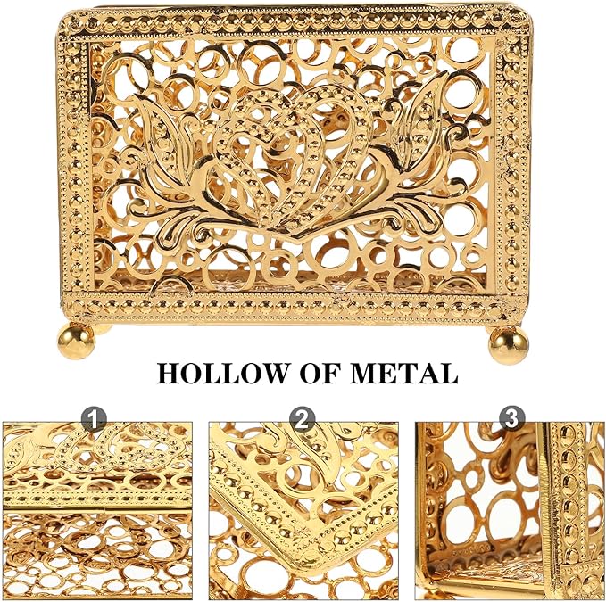 Metal Napkin Holder for Table with Heart-Shaped Hollow Design, Vintage Square Metal Napkin Stand for Dining Table and Coffee Shop, Guest Towel Holder for Home Kitchen