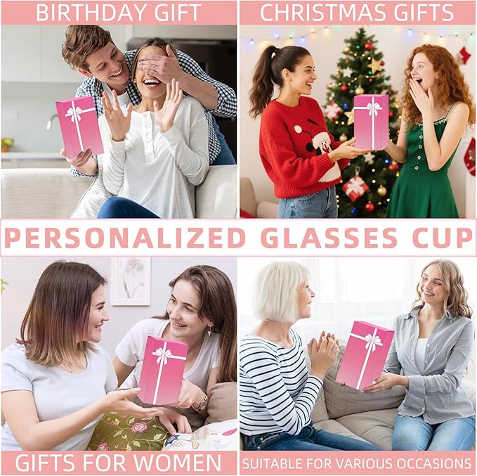 Personalized Gifts for Women,20oz Ribbed Glass Tumbler,Monogrammed Gifts for Women,Birthday Gift,Ice Coffee Mug,Christmas Gift for Mom Sister-A