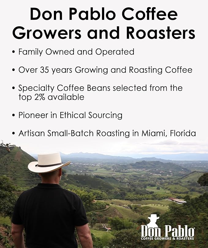 Don Pablo Colombian Supremo - Limited Edition Dark Roast Gourmet Coffee, 100% Arabica Whole Bean, Non-GMO, Low Acidity, 2 Pound (2 lb) Bag