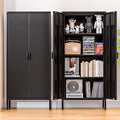 Metal Storage Cabinet with 2 Doors and 3 Adjustable Shelve,61" Black Kitchen Pantry Storage,Office Steel Cabinets Locker for Kitchen,Living Room,Dining Room,Home,Office