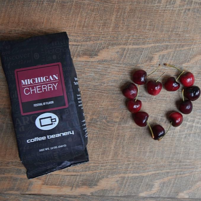 Half Caff Michigan Cherry Flavored Coffee | 12oz Whole Bean | 100% Specialty Arabica