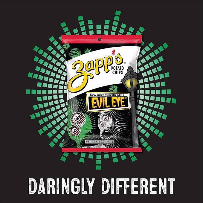 Zapp’s New Orleans Kettle-Style Potato Chips Evil Eye Flavor (2 oz Bags, 25 Count) – Crunchy Chips with a Spicy Kick – Perfect On-The-Go, Gluten Free Snack