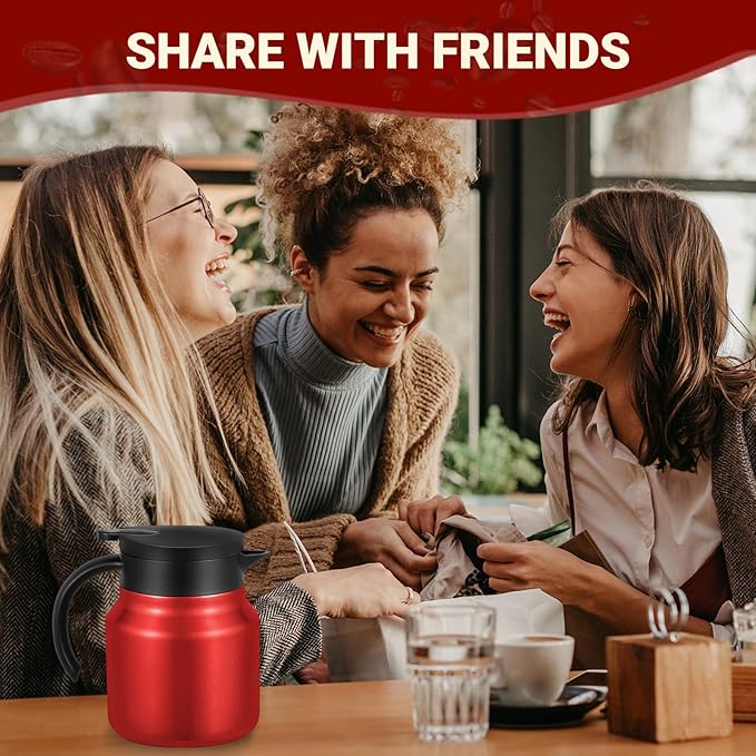 27Oz Thermal Coffee Carafes For Keeping Hot/Cold, Stainless Steel Coffee Carafe, Dustproof Insulated Water Carafe for Party/Home,Red