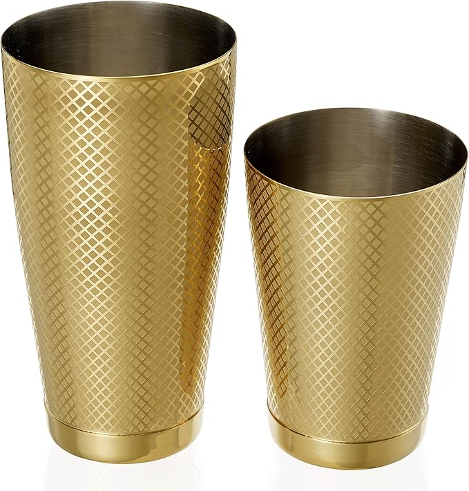 Barfly Diamond Lattice Shaker Set, Gold Plated