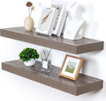 Deep Floating Shelves | 36 Inch Grey Floating Shelves Set of 2 | 12 Inch Deep Rustic Wood Shelves for Wall | 36" W x 12" D Grey Shelves for Living Room Bathroom Laundry Room Kitchen