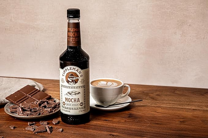 Tippleman's Mocha Coffee Syrup - Rich Flavor for Hot or Iced Drinks, Latte, Tea, Espresso, Cappuccino, Cocktails, & Baking - 25.4 Fl Oz