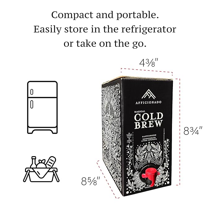 Afficionado Coffee Roasters | Magical Cold Brew | 1 Gallon | Bag in Box | Single Origin Peruvian Coffee | Medium Roast | Ready to Drink | Pasteurized & Shelf-Stable