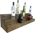 Handmade Tiered Display Shelving - Three Tier Bar Display - Bar Organizer - Liquor Bottle Display (42" without Back, Dark Walnut)