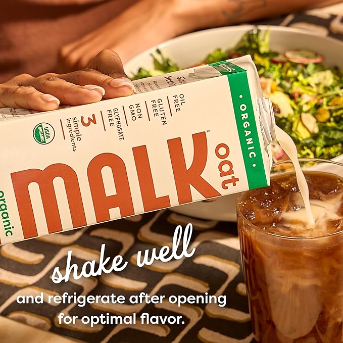MALK Oat Milk (32oz, Pack of 6) Original Shelf Stable Organic Oat Milk, Non GMO, Dairy Free, Vegan, Plant Based, No Gums or Fillers - Barista Malk Oatmilk for Smoothies, Cereal, Creamy Lattes, Coffee