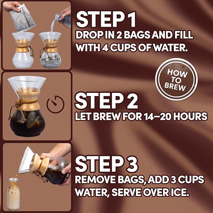 Sarasota Coffee 1905 Cold Brew Coffee Bags | Salted Caramel | Blonde-Medium Roast | Smooth & Low Acid | Ground Filter Packs | Cold Brew Kit Makes 14 Cups | Creamy Caramel & Sea Salt Notes