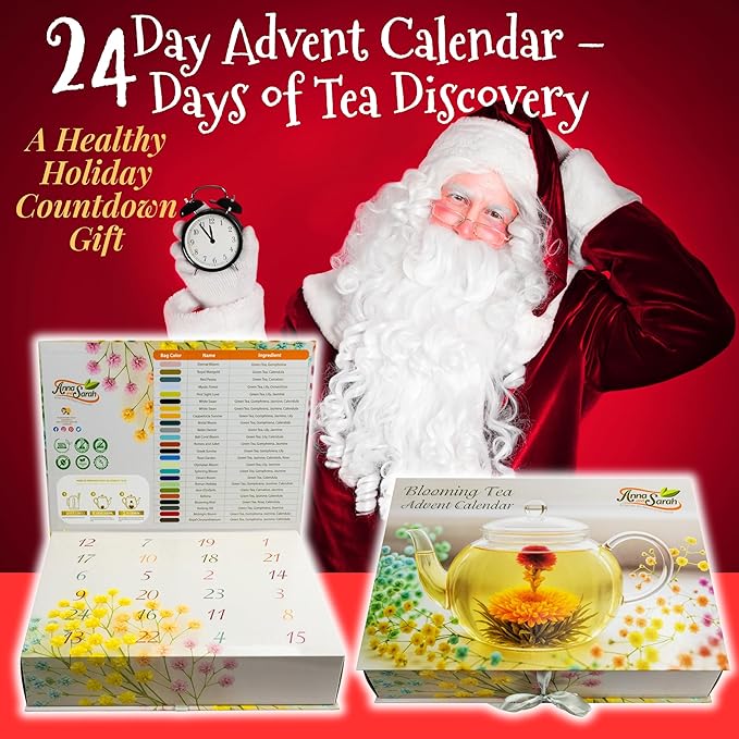 Blooming Tea & Edible Flower Infusions, Green Tea, 24 Unique Flavors Gift Set for Everyone – Natural, Floral & Aromatic Teas in Extra Large Premium Gift Box