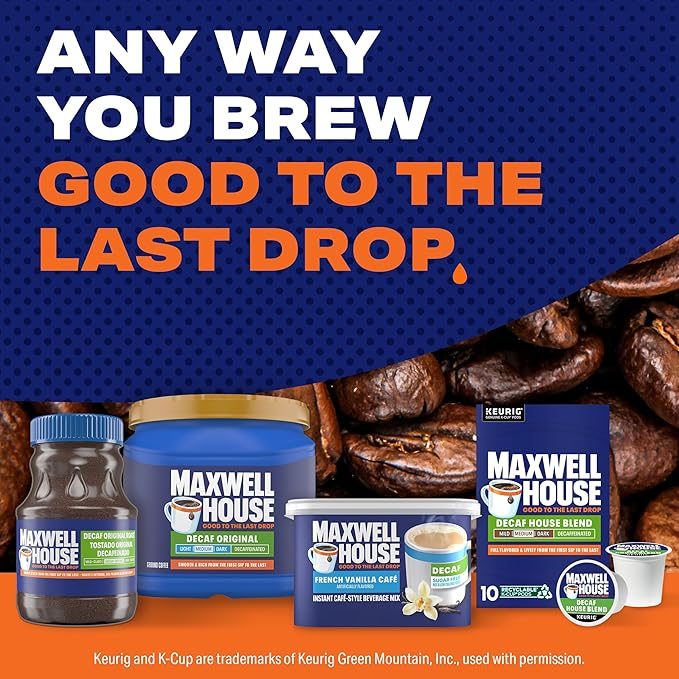 Maxwell House Instant Cafe-Style Beverage Mix, Decaf and Sugar Free, Easy to Prepare, 1 Canister, for Quick Morning Coffee or Afternoon Treat, French Vanilla Cafe, Kosher Dairy, 4.3 oz