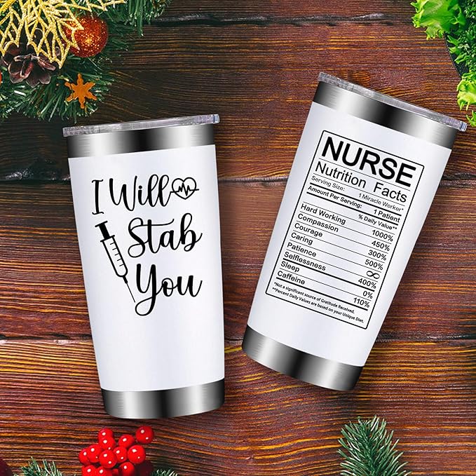 Nurse Gifts for Women - Nurses Week Gift - Nurse Graduation Appreciation Christmas Gifts for Nurses, Practitioner - 20oz I Will Stab You Tumbler Cup