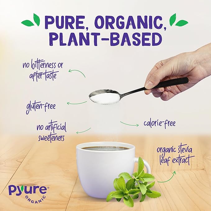 Pyure Organic Stevia Blend | Granulated Sugar Substitute with Zero Calories & Carbs | Keto, Diabetic & Vegan Friendly | Sugary Taste Alternative | USDA Organic, Non-GMO | Good For Baking | 12oz
