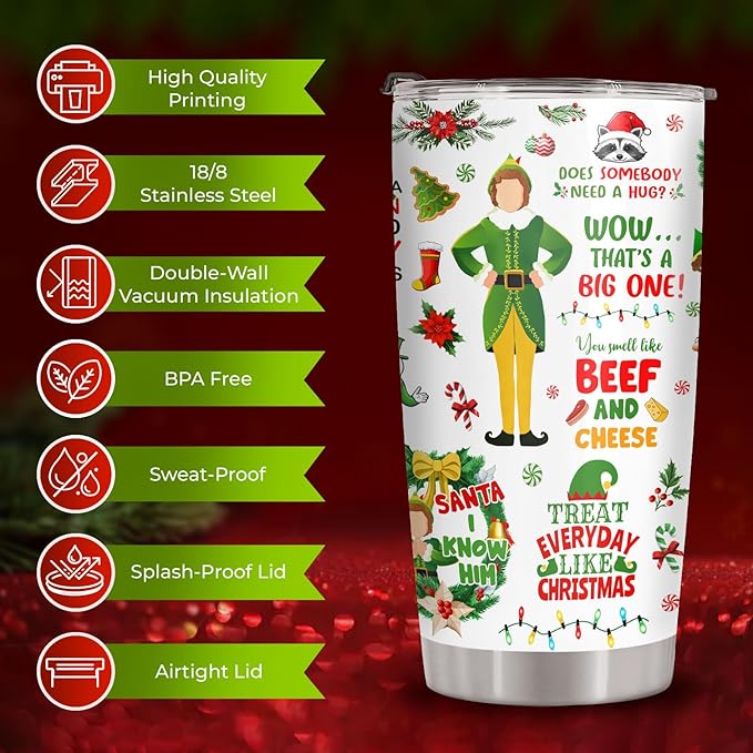 34HD Gifts for Christmas, Christmas Tumbler with Lid 20 oz Stainless Steel, Birthday Gifts for Women
