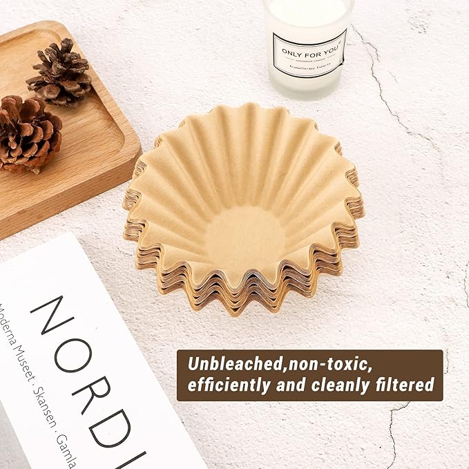 EUSOAR 1-2 Cup Small Size Coffee Filters, Pack of 100 Disposable Natural Brown Unbleached Coffee Filter Paper Basket, for Home Commercial Dripper, Compatible for Pour Over and Drip Coffee Makers