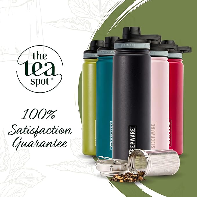 The Tea Spot Steepware Tea Tumbler and Thermos, 22oz, Tea Bottle with tea infuser for loose leaf tea or iced coffee, Sleek Double Wall Tumbler & Insulated Travel Bottle - Rose