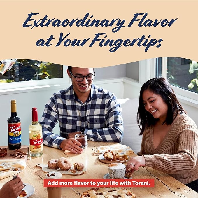 Torani Cane Sugar Sweetener, Simple Syrup for Drinks & Desserts, Pump Included, 25.4 Oz