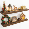 40 Inch Floating Shelves for Wall, 8 Inch Deep Floating Shelf for Storage & Display, Wall Mounted Shelf with Invisible Brackets for Living Room, Kitchen, Bathroom, Home Decor, Set of 2, Rustic Brown
