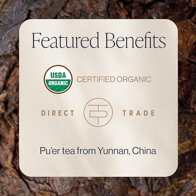 Rishi Tea Ancient Pu'er Tuo Cha Herbal Tea - Organic Direct Trade Loose Leaf, Medium Caffeine Aged Ripe Pu-erh - 16 Ounces, 60+ Servings