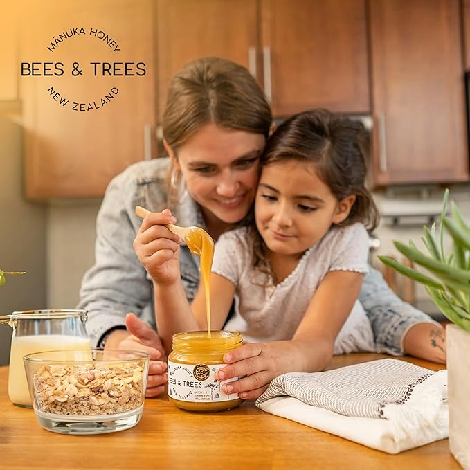 Bees & Trees New Zealand Manuka Honey 830+ & 550+ MGO – Pure, Raw, Unpasteurized Monofloral Superfood Honey for Wellness & Vitality – Bioactive, Nutrient-Rich Manuka Honey – 300g & 380g (2 pack)