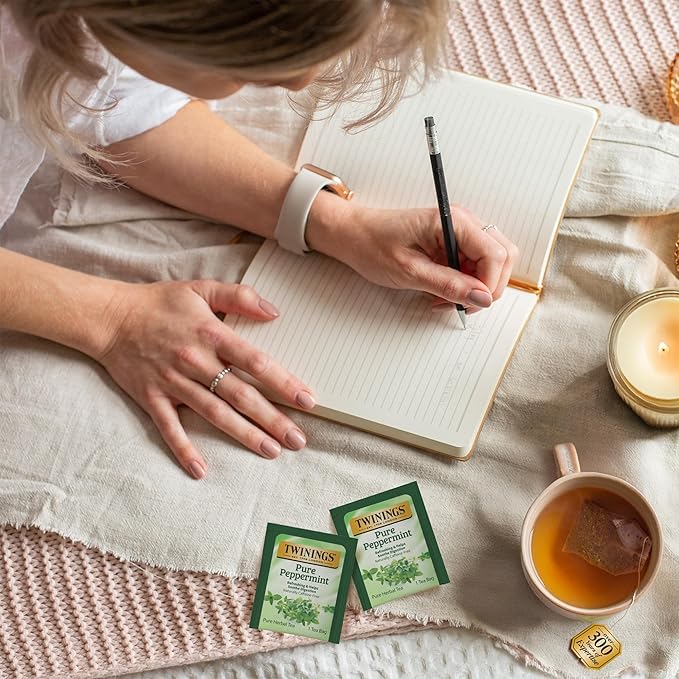 Twinings Pure Peppermint Herbal Tea Individually Wrapped Bags, 20 Count (Pack of 1), Fresh Minty Flavour, Naturally Caffeine-Free, Enjoy Hot or Iced, 20 Teabags