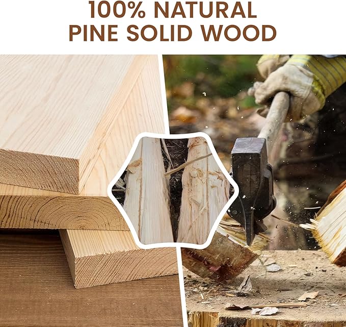 Heimlove Wood Floating Shelves for Wall,2 Packs 16 inches Natural Pine Solid Wood Floating Shelves, 8 inches Deep Wooden Shelves for Kitchen Bedroom Office & Living Room Wall Decor