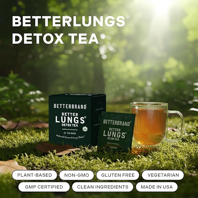 Betterbrand Mullein Tea Bags for Lung Detox - Respiratory Support with Thyme, Elderberry, Ginseng, Ginger, Caffeine Free Herbal Blend - 15 Tea Bags (Pack of 2)