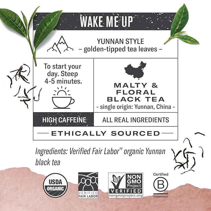 Numi Organic Chinese Breakfast Tea, 54 Black Tea Bags, Yunnan Black Breakfast Tea