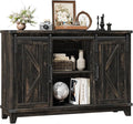 Vabches Bar Cabinet with Storage, Farmhouse Storage Cabinet with Sliding Barn Doors and Adjustable Shelves Small Rustic Liquor Cabinet for Living Room, Kitchen, Entryway